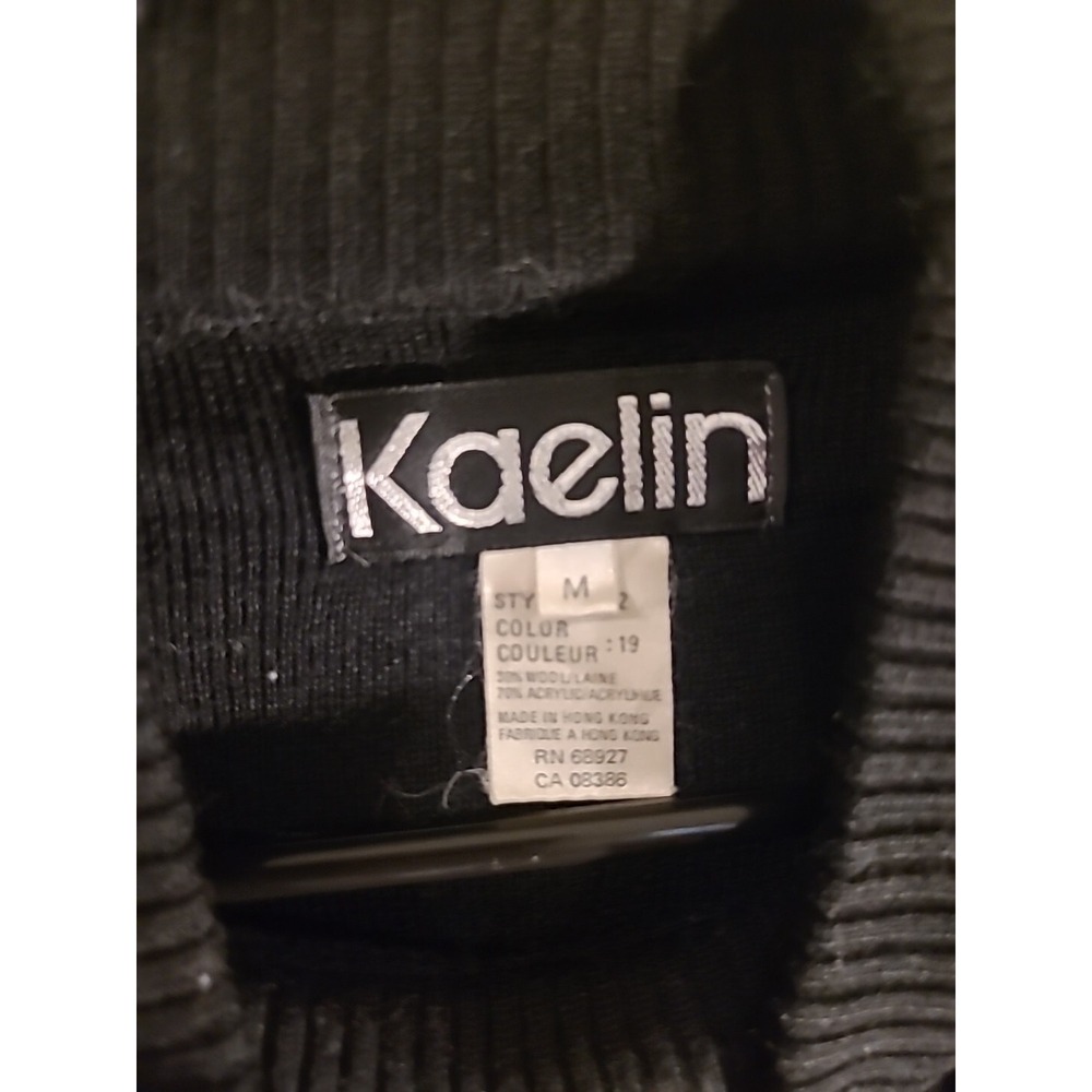 Vintage 90s Black Kaelin Ski Sweater Dolman Sleeves Women's Size Medium - Picture 2 of 5